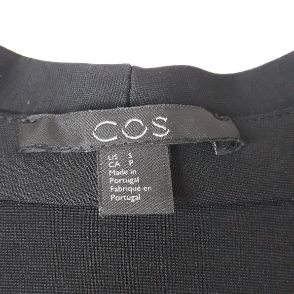 COS Stretch Knit A-Line Black V-Neck Long Sleeve Dress L Office Date Night - Picture 7 of 8